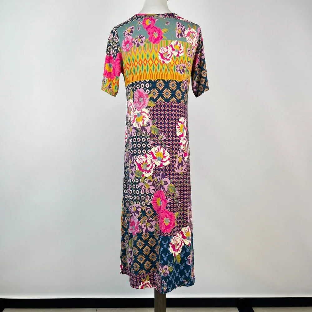 Johnny Was Maggie Multi-Pattern Floral Stretchy Swing Midi Dress Size XS - Picture 6 of 12